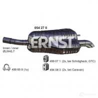 Задний глушитель ERNST RF WZS 4007463054270 054270 Opel Astra (H) 3 Хэтчбек 1.8 (L48) 140 л.с. 2006 – 2010