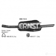 Задний глушитель ERNST 055130 J5X2 5 Opel Astra (G) 2 Универсал 1.6 (F35) 84 л.с. 2000 – 2004 4007463055130