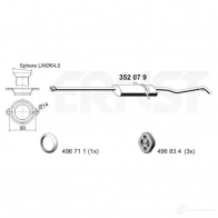 Задний глушитель ERNST TMR KO Mercedes A-Class (W168) 1 Хэтчбек 1.9 A 190 (1632. 1632) 125 л.с. 1999 – 2004 4007463352079 352079