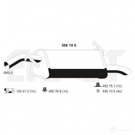 Задний глушитель ERNST Peugeot 207 1 (SW, WK, PF1) Универсал 1.4 73 л.с. 2007 – 2025 C2 D2FZ 4007463506106 506106