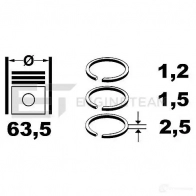 Поршневые кольца, комплект ET ENGINETEAM 4 8WQD r1000600 Smart Cabrio 8592779003600