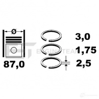 Поршневые кольца, комплект ET ENGINETEAM Opel Movano (A) 1 Грузовик r1004500 8592779003990 0XV3 ZVD