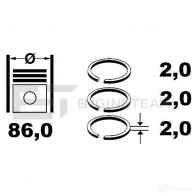 Поршневые кольца, комплект ET ENGINETEAM CS YHPV r1007500 8592779008438 Ford Mondeo 3 (GE, B5Y) Хэтчбек 2.0 TDCi 130 л.с. 2001 – 2007