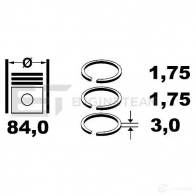 Поршневые кольца, комплект ET ENGINETEAM Opel Vectra (B) 2 Седан 2.2 DTI 16V (F19) 120 л.с. 2000 – 2002 8592779003891 r1003500 UQ X28