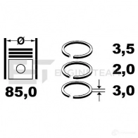 Поршневые кольца, комплект ET ENGINETEAM 8592779003921 BJEM5 MW Citroen C5 1 (DE, PF3) Универсал 2.0 HDi (DERHYB) 90 л.с. 2001 – 2004 r1003800