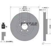 Тормозной диск PRO TEXTAR IJOUD7 98200 0731 0 1 PRO Mercedes C-Class (W202) 1 Седан 3.6 C 36 AMG (2028) 272 л.с. 1994 – 1996 92073103