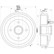 Тормозной барабан MINTEX 98100 0225 0 1 98100 0225 MBD064 Ford Focus 1 Седан 1.8 Turbo DI / TDDi 75 л.с. 2001 – 2005