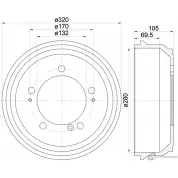 Тормозной барабан MINTEX MBD307 829174 98100 0270 0 1 EQS5X