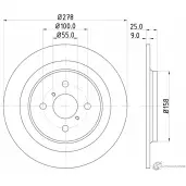 Тормозной диск MINTEX MDC1824 98200 1619 0 1 98200 1619 Toyota Yaris (XP130) 3 2010 – 2014