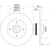 Тормозной диск MINTEX Renault Megane (EA) 1 Кабриолет 1.6 16V (EA04. EA0B. EA11. EA1J) 107 л.с. 1999 – 2003 MDC1997 98200 1540 0 1 98200 1540