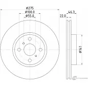 Тормозной диск MINTEX Toyota Yaris (XP150) 4 2013 – 2020 98200 1562 0 1 MDC2061 98200 1562