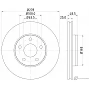 Тормозной диск MINTEX 5028740945233 BV FED2 Ford Focus 3 (CB8) Хэтчбек MDC2342C