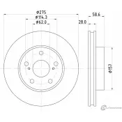 Тормозной диск MINTEX 7M 2GC MDC2480C Toyota Hilux (AN120, 30) 8 Пикап 2.7 (TGN111. TGN121. TGN136) 166 л.с. 2015 – 2024