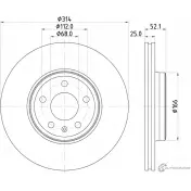 Тормозной диск MINTEX Audi A4 (B8) 4 Универсал 2.0 Tfsi 211 л.с. 2008 – 2013 MDC2746 98200 2829 98200 2829 0 1