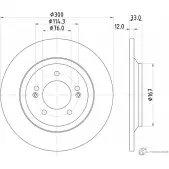 Тормозной диск MINTEX MDC2844C 22P9OV Hyundai i30 (PDE) 3 Фастбэк 2.0 N 250 л.с. 2017 – 2025 98200 2963 0 1