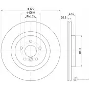 Тормозной диск MINTEX OGGZ5 B MDC2964C Jaguar XE (X760) 1 2015 – 2020