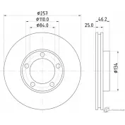 Тормозной диск PAGID 53641 Toyota Hilux (N140, 50, 60, 70) 6 Пикап 2.4 145 л.с. 1997 – 2005 98200 0803 98200 0803 0 1