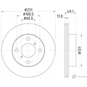 Тормозной диск PAGID 98200 1133 0 1 54133 98200 1133 Suzuki Wagon R Plus (MM) 2 Хэтчбек 1.0 xT Plus 101 л.с. 2000 – 2001