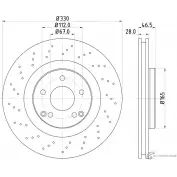 Тормозной диск PAGID 54198 Mercedes C-Class (W203) 2 Седан 3.2 C 320 FLEx 218 л.с. 2003 – 2005 98200 1198 0 1 98200 1198