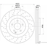 Тормозной диск PAGID 98200 1237 0 1 98200 1237 54237 Mercedes CLK (A209) 2 Кабриолет 5.0 CLK 500 292 л.с. 2003 – 2005