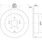 Тормозной диск PAGID 54484 98200 1484 Mitsubishi Grandis 1 (N9, N8) 1997 – 2003 2A26BC