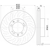 Тормозной диск PAGID 98200 1822 98200 1822 0 1 54822 Porsche 911 (993) 2 Купе 3.6 Turbo 4 408 л.с. 1995 – 1997