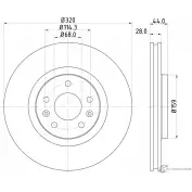 Тормозной диск PAGID 54954 98200 1954 Renault Laguna (BT) 3 Хэтчбек 2.0 GT 204 л.с. 2008 – 2015 98200 1954 0 1