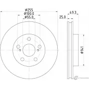 Тормозной диск PAGID 98200 2250 0 1 Toyota Prius (XW30) 3 Хэтчбек 1.8 Hybrid (ZVW3) 178 л.с. 2009 – 2025 98200 2250 55250