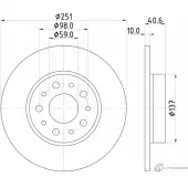 Тормозной диск PAGID 55443 98200 2443 0 1 Fiat 500L (351, 2) 1 Хэтчбек 0.9 Natural Power 80 л.с. 2017 – 2024 98200 2443