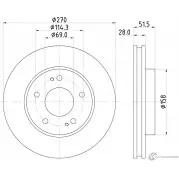 Тормозной диск PAGID 98200 2708 Mitsubishi L200 4 (KB4T) Пикап 3.2 DI D Triton Savana 4WD (KB8T) 170 л.с. 2012 – 2013 55708 98200 2708 0 1