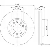 Тормозной диск PAGID 98200 2872 0 1 PRO 55872 A9X73V Citroen SpaceTourer 1 (V) Минивэн 2.0 BlueHDi 180 178 л.с. 2016 – 2024