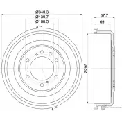 Тормозной барабан PAGID 61370 98100 0367 0 1 Nissan Navara (D22) 1 Пикап 2.4 143 л.с. 2008 – 2024 98100 0367