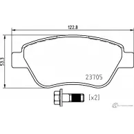 Тормозные колодки, дисковые, комплект PAGID T2631 OJ5OYI8 2 3705 Fiat Doblo (119, 223) 1 Минивэн 1.3 JTD 75 л.с. 2005 – 2025