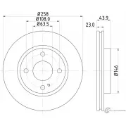 Тормозной диск DON T3V 6UT Ford Fiesta 6 (CB1, CCN) Хэтчбек 1.2 5 82 л.с. 2008 – 2025 5028740973496 PCD10372