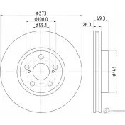 Тормозной диск NISSHINBO E25H SW ND1132K Toyota Corolla (E150) 10 Седан 1.8 (ZZE142) 132 л.с. 2007 – 2014