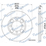 Тормозной диск MANDO MBC030091 5TY5 W Hyundai Coupe (RD) 1 Купе 2.0 16V 139 л.с. 1996 – 2002