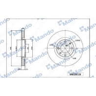 Тормозной диск MANDO MBC030128 HR 6ZK Citroen DS3 1 (PF1) Хэтчбек 1.6 BlueHDi 120 120 л.с. 2013 – 2015