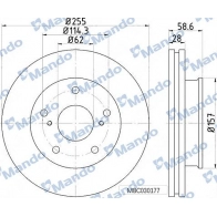 Тормозной диск MANDO H20 5V Toyota Hilux (AN10, 20, 30) 7 Пикап 2.5 D 4D (KUN15) 102 л.с. 2005 – 2015 MBC030177