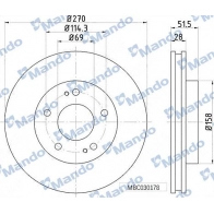 Тормозной диск MANDO 9OAA FM MBC030178 Mitsubishi L200 4 (KA, KB) 2005 – 2014
