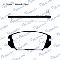 Тормозные колодки дисковые, комплект MANDO QXQZ1G 7 MBF010029E Hyundai Tucson (JM) 1 Кроссовер 2.0 CRDi AWD 136 л.с. 2006 – 2010