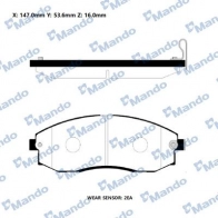 Тормозные колодки дисковые, комплект MANDO Hyundai H1 Starex (A1) 1 Минивэн 2.5 TD 4WD 101 л.с. 2001 – 2004 TX1 UTBK RMPH07NS