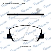 Тормозные колодки дисковые, комплект MANDO RMPH61 8QC J637 1439979278