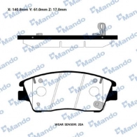 Тормозные колодки дисковые, комплект MANDO U EDBEW RMPH63NS 1439979280