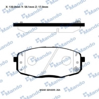 Тормозные колодки дисковые, комплект MANDO 1439979284 PLTSP NI RMPH67NS