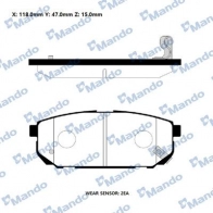 Тормозные колодки дисковые, комплект MANDO Kia Sorento (JC, BL) 1 Кроссовер 3.5 V6 4WD 194 л.с. 2002 – 2025 RMPK21NS P H89O44