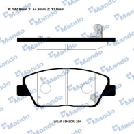 Тормозные колодки дисковые, комплект MANDO CU X8VW RMPK38NS Hyundai Sonata (LF) 7 Седан 2.0 MPI 157 л.с. 2014 – 2025