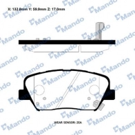 Тормозные колодки дисковые, комплект MANDO Kia Carens (RP) 4 Минивэн 2.0 MPI 152 л.с. 2014 – наст. время RMPK43NS 2I 87SC