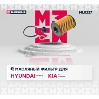 Фильтр масляный Hyundai Sonata VIII 19-, Kia K5 20-, Sorento IV 20- MARSHALL JRE TW ML8227 1441203540 - Изображение 2