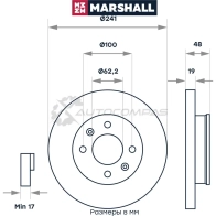 Диск тормозной Hyundai Getz 02- MARSHALL U Q07WM M2000559 1437232211 - Изображение 2