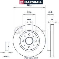Диск тормозной Kia Rio I 00- MARSHALL 1437234512 M2000605 8 FODE - Изображение 2